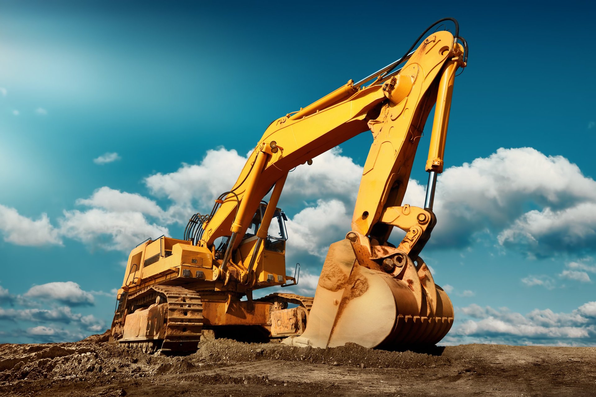 Construction site with excavator