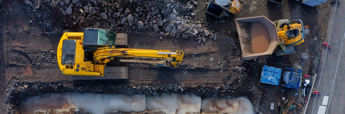 Excavator construction site
