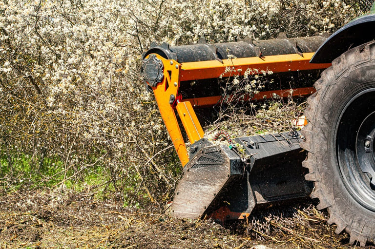 Commercial land clearing with heavy equipment